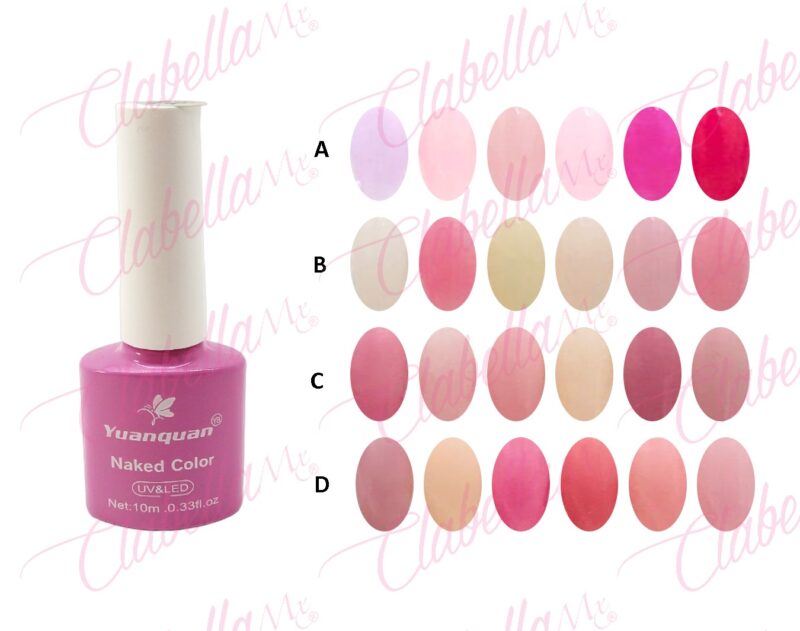 Geles Yuan Quan  uv/led Naked color para uñas 6 piezas de 10ml por gama A-I192 ESPECIFICAR: