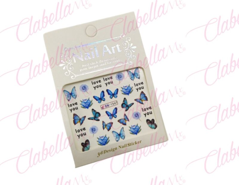 Decoración stickers tattoo normal MARIPOSAS para uñas aprox de 6.5x5cm por planilla, surtido sin blister (PB) (Oferta)