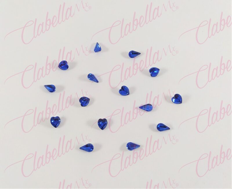 Decoración CRISTAL FIGURAS de plástico AZUL REY  para uñas aprox 25 piezas por sobre, surtido MC22-C19