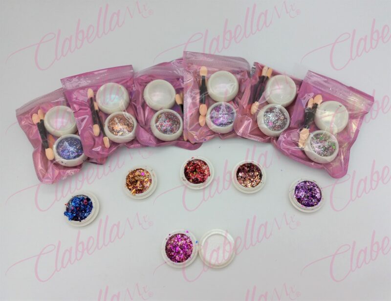 Efecto 2 in 1 FLAKE y AURORA para uñas 12 sobres con 2 frascos de 1/8oz y aplicador por paquete A-LQ15