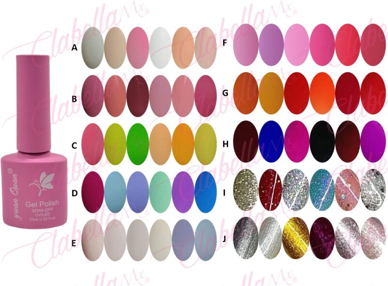 Geles Yuan Quan  uv/led para uñas 6 piezas de 10ml por gama A-L122 ESPECIFICAR: