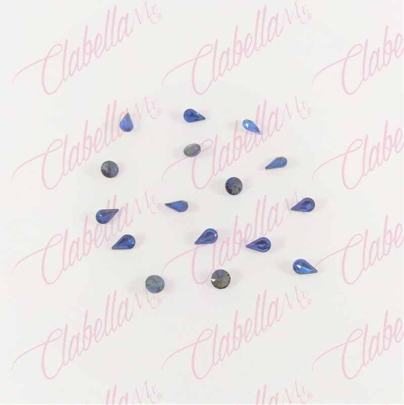 Decoración CRISTAL FIGURAS de plástico AZUL MARINO para uñas aprox 25 piezas por sobre, surtido MC22-C19