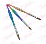 Pincel no kolinsky mango de PLÁSTICO colores metálicos para  uñas, 3 piezas con #  6, 8 y 10 por paquete (PB)