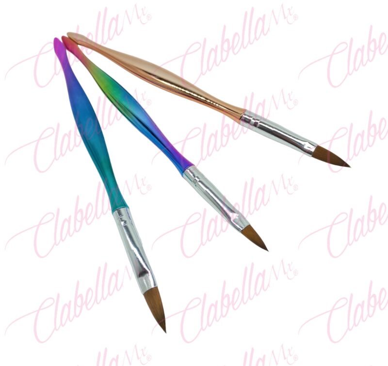 Pincel no kolinsky mango de PLÁSTICO colores metálicos para  uñas, 3 piezas con #  6, 8 y 10 por paquete (PB)
