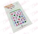 Decoración sticker de FLORES NO METALICAS 3D para uñas aprox de 9x15cm por planilla, surtido