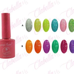 Geles Yuan Quan uv/led Láser sequins (lentejuelas) tipo glitter unicornio para uñas  6 piezas de 10ml por gama A-L129 (PB)ESPECIFICAR:
