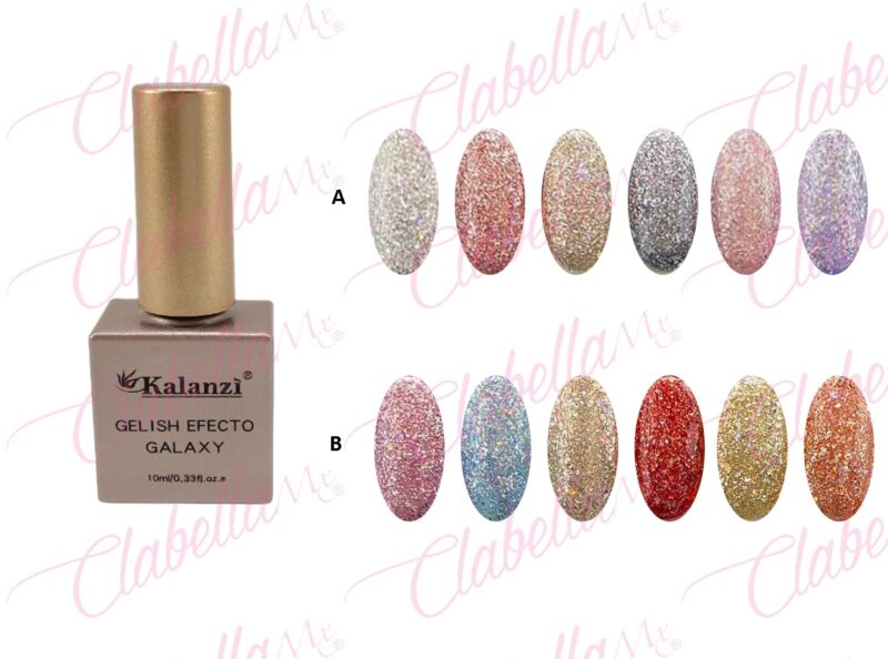 Geles Kalanzi uv/led  efecto galaxy (tipo flake) para uñas 6 piezas de 10ml por gama KLZ-X117 ESPECIFICAR: