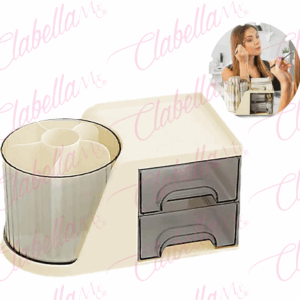 Organizador - porta brochas - porta pinza multiusos giratorio con 2 cajones, para maquillaje, productos de uñas y organizador de escritorio, aprox 23x12.5x11.8cm por pieza, surtido