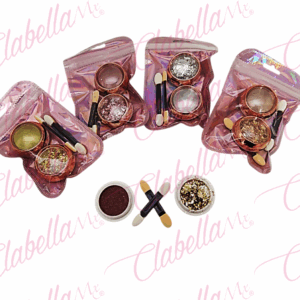 Efecto 2 in 1 espejo y flake COLORES BASICOS, para uñas 4 sobres con 2 frascos de 1/8oz y 2 aplicadores por paquete 11A-234-1B (PB)