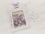 Decoración CRISTAL de plástico ROSA PASTEL CAMALEON en diferentes tamaños para uñas, aprox 600 piezas en sobre de 11.5x7cm,  Q22-G1 (Rosa pastel camaleón)