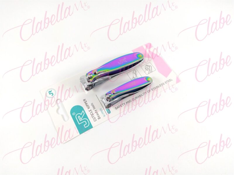 Corta uñas JR tornasol  para manicure 2 piezas chico aprox de 5cm y  grande 7.7cm por paquete