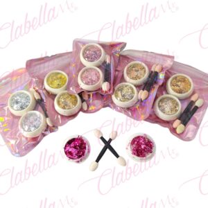 Efecto FLAKE para uñas 12 sobres con 2 frascos de 1/8oz y aplicador por paquete A-LQ28 (SOLO FLAKE)
