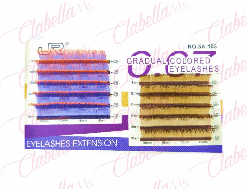 Pestañas JR una por una ultra fina y suave de color degradado con 12 tiras en estuche rígido