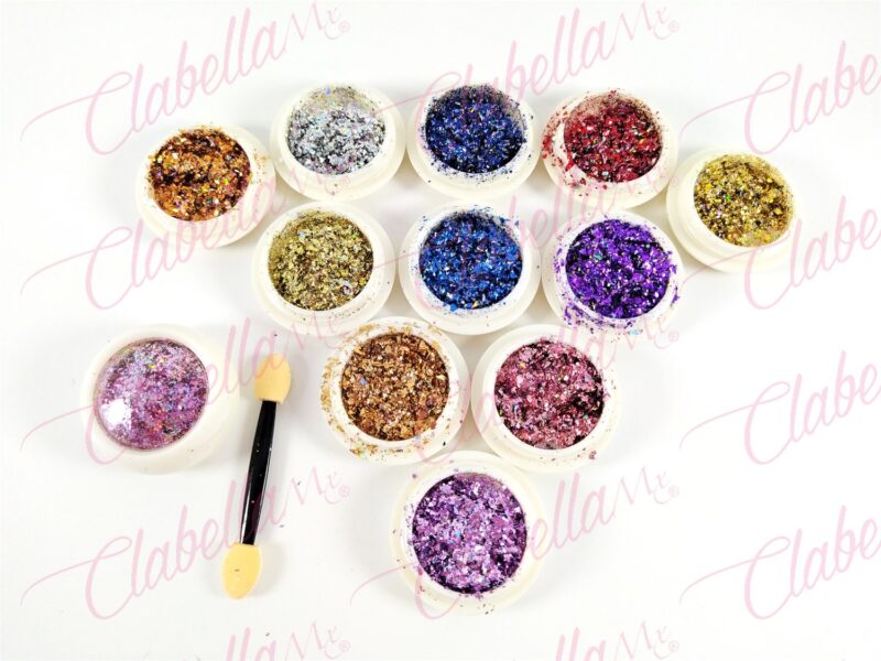 Efecto FLAKE UNICORNIO para uñas 12 piezas de 1/8oz  por paquete KT(238)-0897 (Laser color foil) (PB)