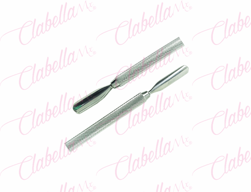 Empujador de cutícula con espatula GRANDE color PLATA para manicure por pieza