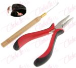 Set de  gancho y pinza para extensión de cabello con 2 piezas con orificios para el retiro de grapas, chips etc, (2 piezas, No 4 piezas)