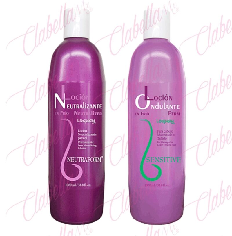 Kit Permanente de rizos Loquay para cabello, incluye : 1 Loción ondulante 1lt y 1 loción neutralizante 1lt. ESPECIFICAR: