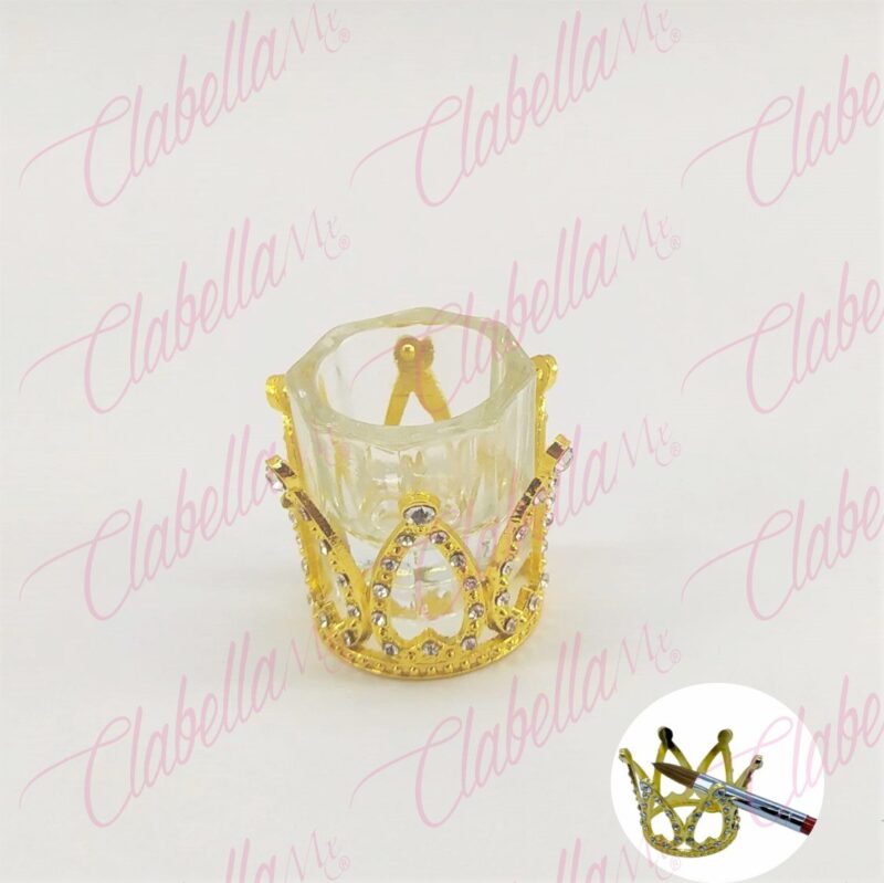 Soporte en forma de corona con cristales para godete y porta pincel  de uñas aprox de 3.5x4cm por pieza surtido
