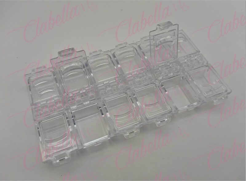 Pastillero - Estuche organizador rígido de13x8cm con 12 divisiones de 3x2cm y tapa individual  por pieza  (No desmontable) (12 divisiones rígido) (PB)