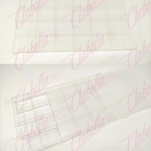 Organizador multiusos, material de acrílico  36x20x3.5cm con 24 divisiones de 6x5cm con tapa delizable por pieza