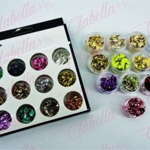 Decoración papel metálico de colores para uñas 12 piezas de 1/6 por paquete, surtido KT (245)-0932 (PB)