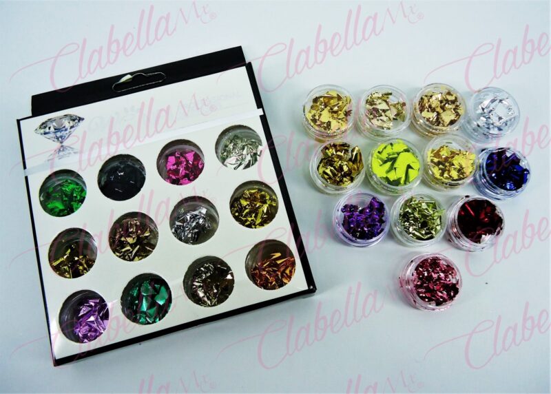 Decoración papel metálico de colores para uñas 12 piezas de 1/6 por paquete, surtido KT (245)-0932 (PB)