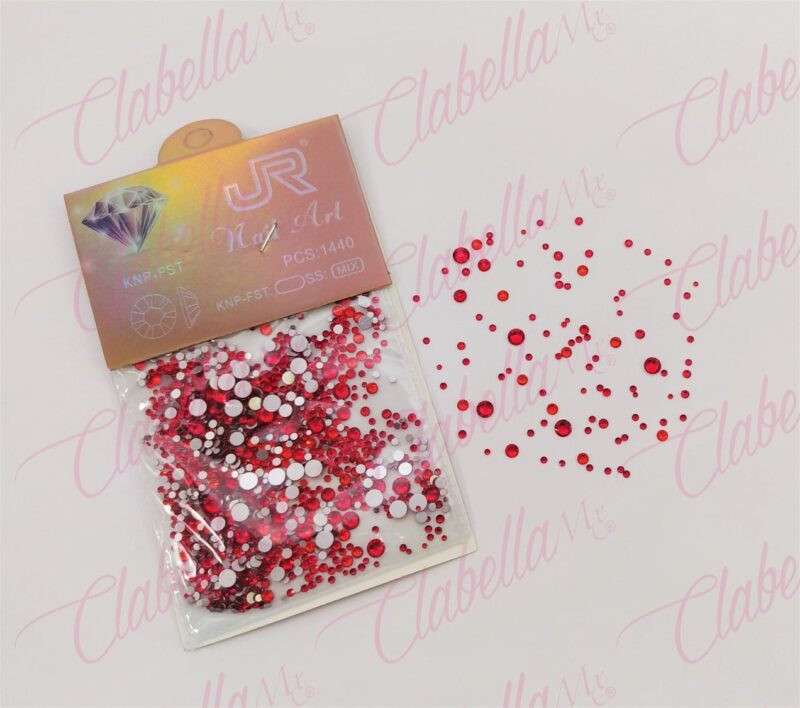 Decoración CRISTAL ROJO en diferentes tamaños para uñas por sobre ESPECIFICAR