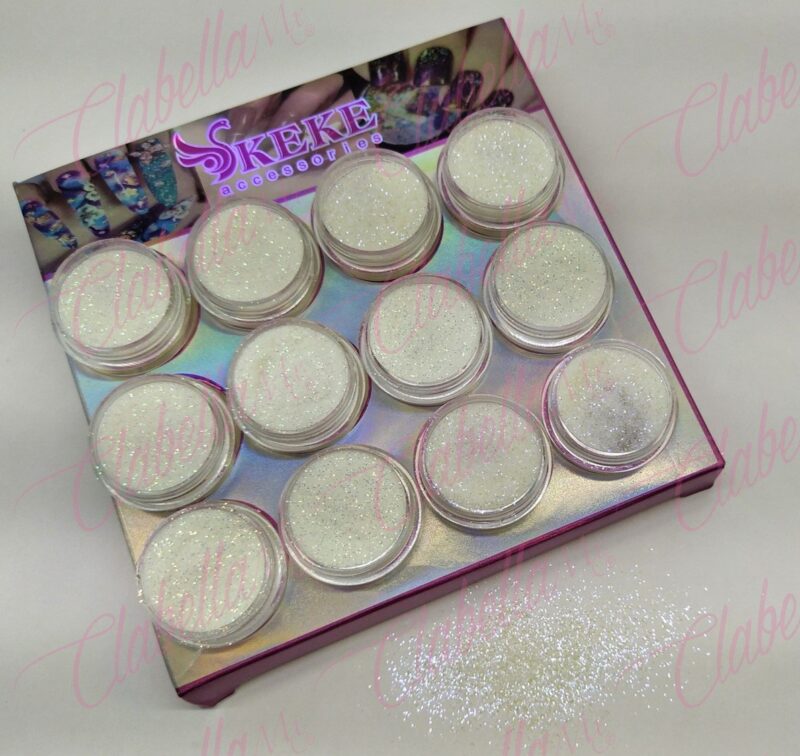 Decoración AZÚCAR AURORA CAMALEÓN para uñas 12 piezas de 1/8 por paquete, surtido (Sin estuche) (Azucar camaleón, NO azucar camaleón con glitter)(Oferta)