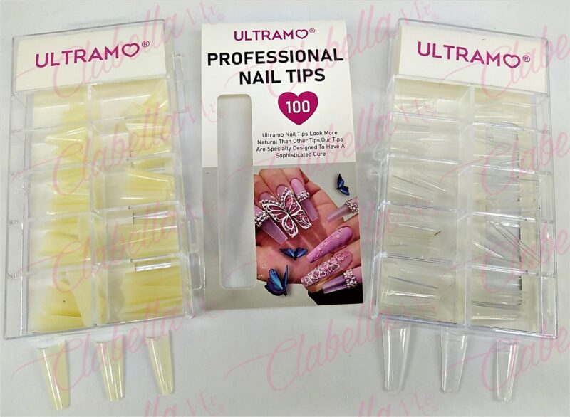 Tips COFFIN BALERINA  para uñas aprox tamaño del tip 1.6 a 2.6cm de largo en estuche rígido con 100 piezas en estuche rígido ESPECIFICAR: