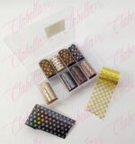 Papel foil de marcas para uñas, en estuche de 13x10cm con 10 rollos (PB) ESPECIFICAR: