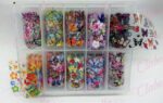 Papel foil mariposas para uñas, en estuche de 13x10cm con 10 rollos aprox de 4x50cm, surtido (PB)