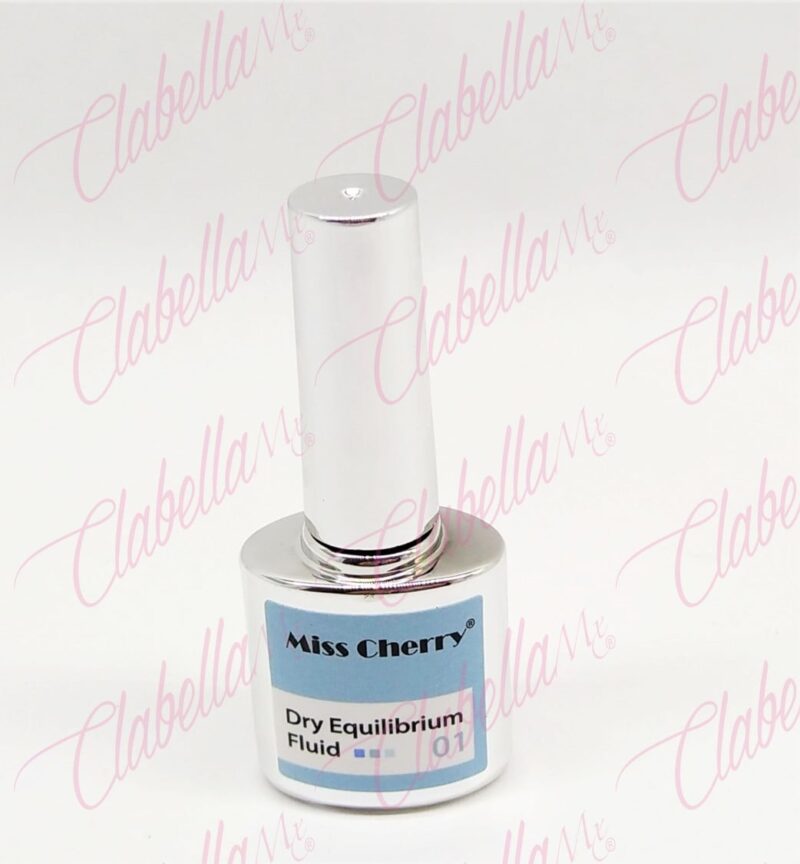 Dry Equilibrium Fluid Miss Cherry para aumentar la adherencia y con ello la duración de gel, esmalte, polygel, acrílico, etc., en uñas naturales, 10ml por pieza. Se recomienda usar después de nivelador o regulador de PH y deshidratador o adherente para mejores resultados. 88MC32-1 (PB)