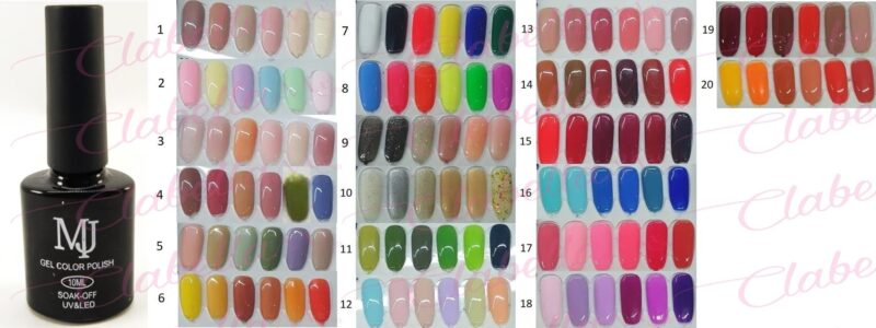 Geles MJ uv/led para uñas  6 piezas de 10ml por gama (8A-126, No 8A-110) (PB)  ESPECIFICAR: