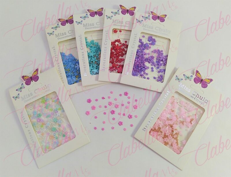 Decoración FLORES CHICAS 3D CON CAVIAR para uñas aprox 200 piezas  por sobre, surtido (Flores chicas, NO flores grandes, NO rosas chicas, NO rosas grandes)