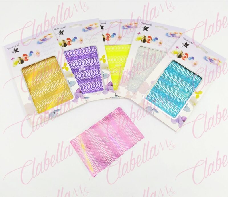 Decoración sticker de GRECAS DE COLOR para uñas aprox de 10x14.5cm por planilla, surtido A-Z41