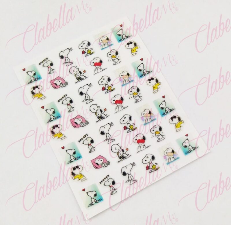 Decoración sticker SNOOPY para uñas aprox de 6.5x8.5cm por planilla, surtido