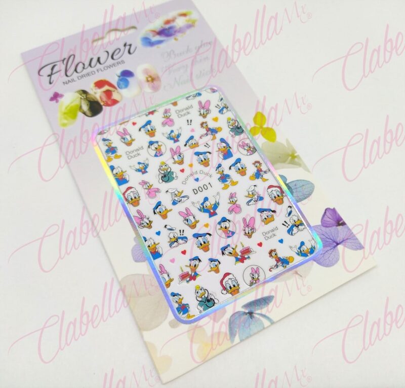 Decoración sticker PATO DONALD /DUCK para uñas aprox de 6.5x9.5cm por planilla, surtido
