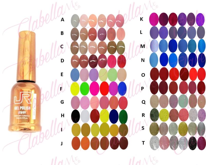 Geles JR uv/led  6 piezas de 10ml por gama,  8A-128 (PB) ESPECIFICAR: