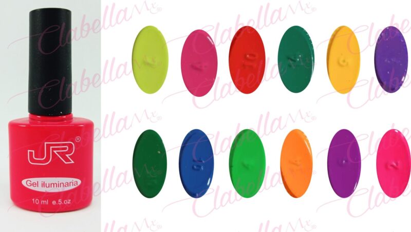 Geles JR uv/led  glow brilla en la oscuridad para uñas 12 piezas de 10ml por gama, 8A-83 (PB)