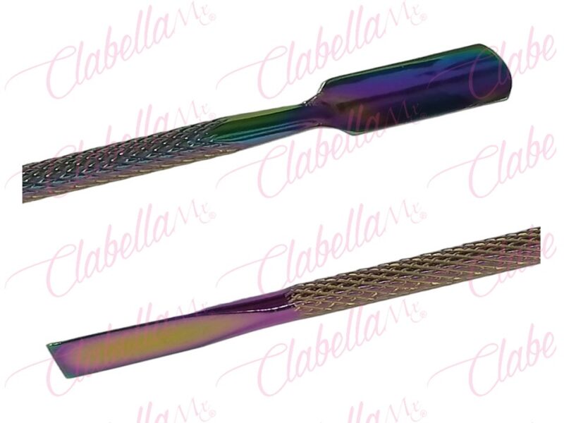 Empujador de cutícula con espátula chico color tornasol para manicure por pieza, YB11-T3
