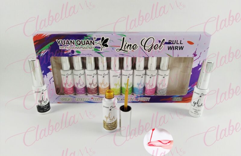 Gel Yuan Quan uv/led gama de colores básicos en forma de delineador para decorar uñas 12 piezas de 13 ml por estuche. A-L39