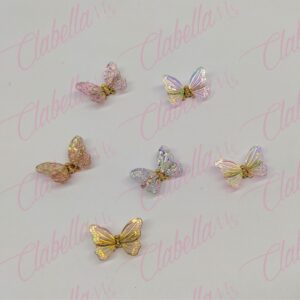 Decoración DIJE DE MARIPOSA 3D color camaleón con alas ajustables y movible de plástico para uñas aprox de 1.5cm POR PIEZA, surtido A-Z360 (PB)