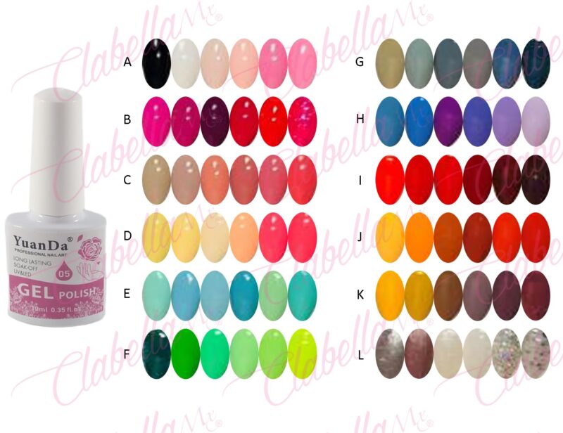 Geles Yuan Da uv / led para uñas 6 piezas de 10 ml por gama. AL-84 (Yuan Da, NO Bling Cini )ESPECIFICAR: