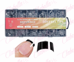 Tips CORTO soft gel COFFIN transparente, flexible y resistente  para uñas en ESTUCHE  con 600 piezas SV292