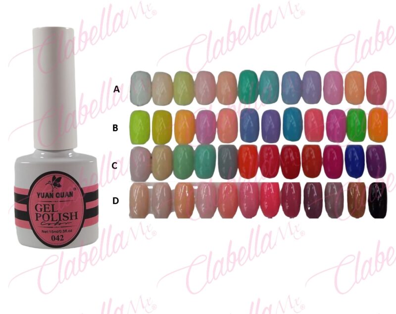 Geles Yuan Quan uv/led para uñas  12 piezas de 15ml por gama  A-L134 (PB) ESPECIFICAR:
