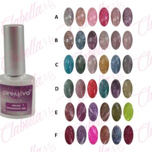 Geles Pinky ivauv/led micro diamond (glitter fino) para uñas 6 piezas de 10ml por gama SZ-LQ72 ESPECIFICAR: