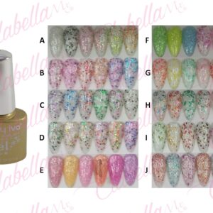 Geles Pinky iva uv/led Snow flake (copos,crispy y glitter fino) para uñas 6 piezas de 10ml por gama SZ-L9 ESPECIFICAR: