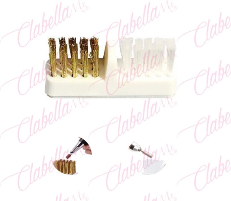 Cepillo 2 in 1 para limpiar puntas de  pulidoras de manicure y pedicure aprox de 5cm por pieza