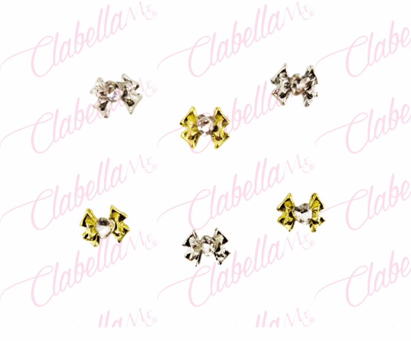Decoración DIJES DE MOÑO CHICO 3D CON CRISTAL EN FORMA DE CORAZÓN para uñas aprox de  1X.5cm por pieza a granel, surtido 116MC43-72