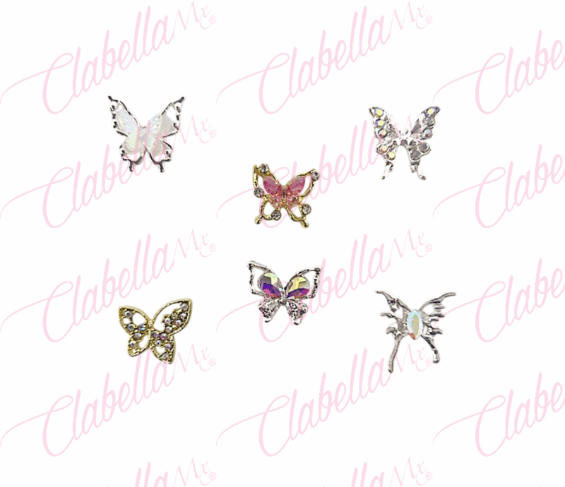 Decoración DIJES MARIPOSAS 3D de metal con cristales incrustados aprox 1.5cm  por pieza a granel, surtido